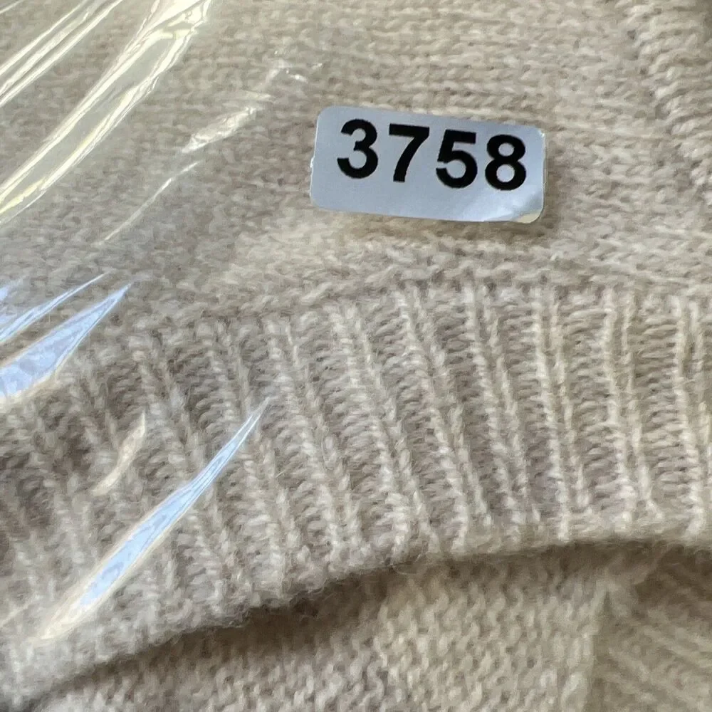 J. Crew Sweater Womens X-Large Beige 100% Wool Rhinestone Pullover Long Sleeve